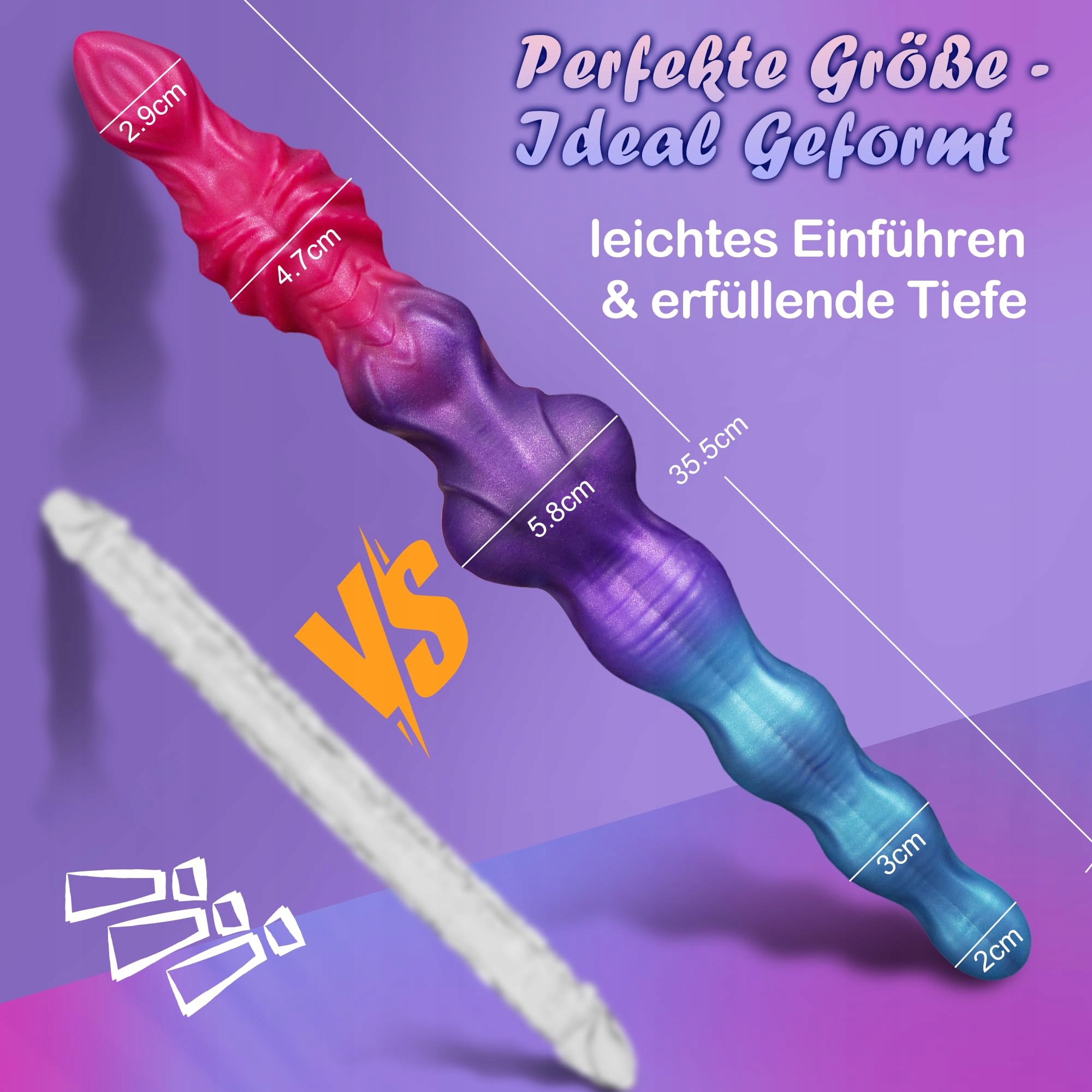 FANTASY Dildo XXL Silikon Doppeldildo Analdildo Dla Par i Lesbijek — miniatura 5