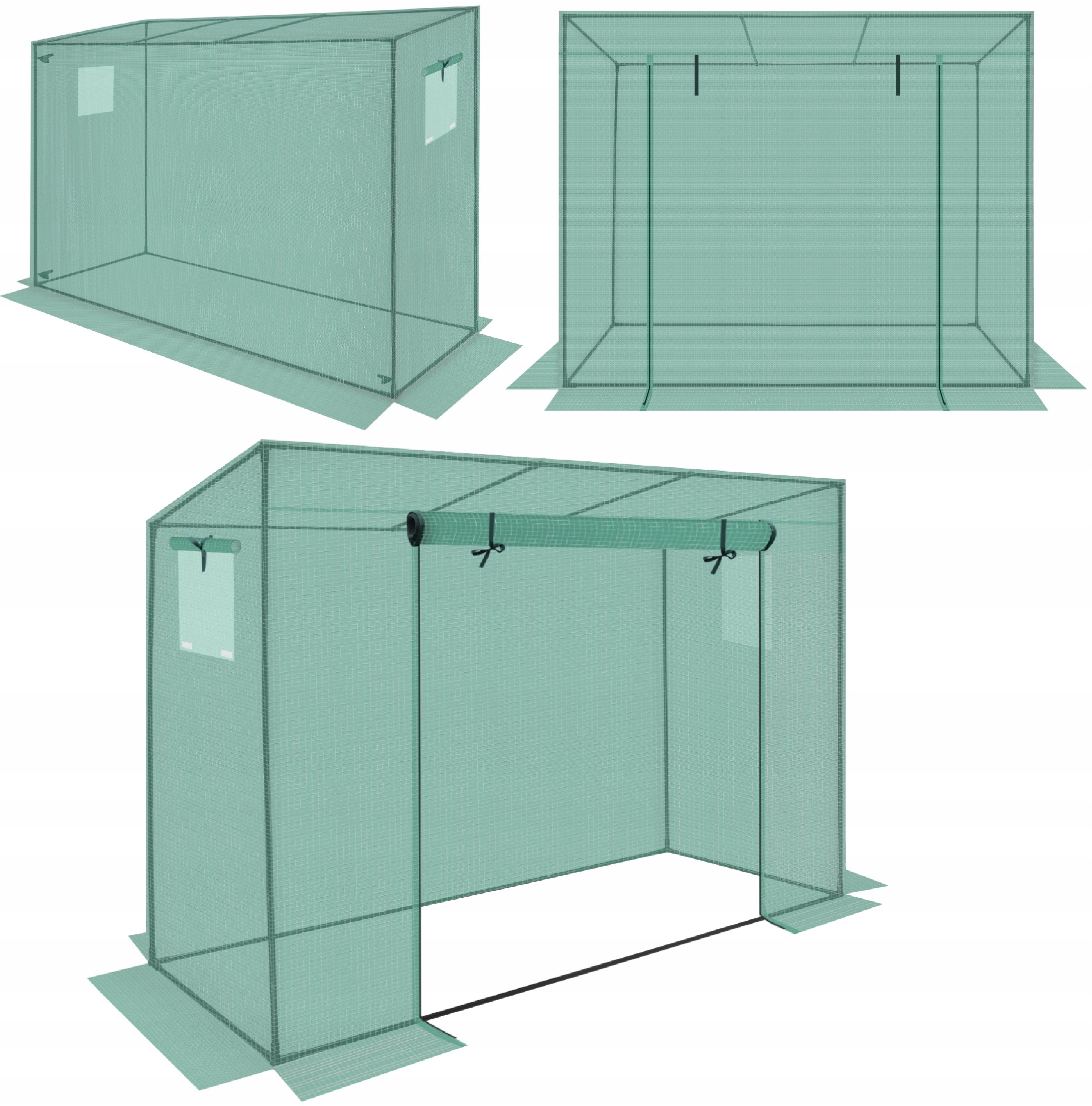 SZKLARNIA OGTRODOWA DO POMIDORÓW OGÓRKÓW 200x77x168-150CM PE ZIELONA