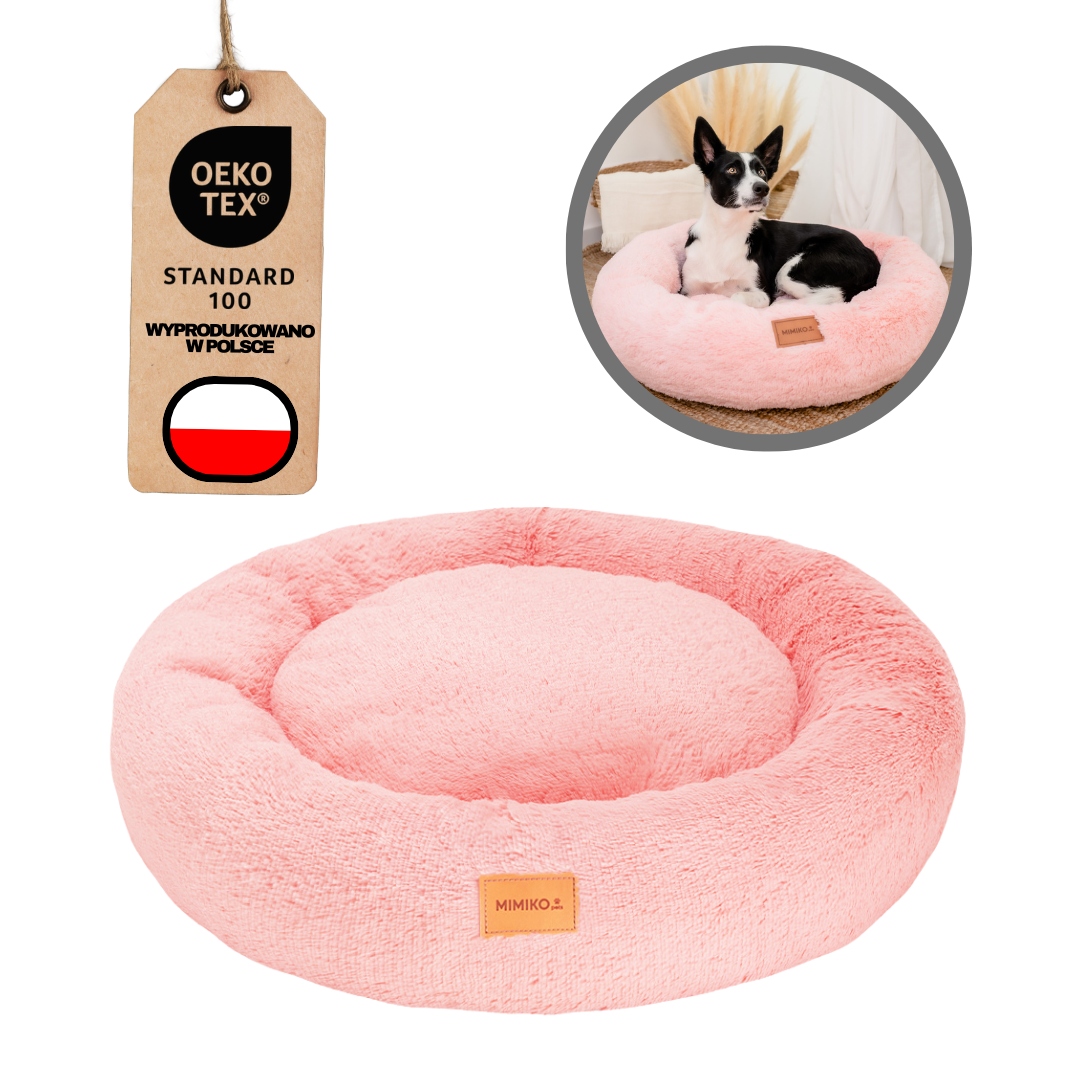 Legowisko Dla Psa Donut Chmurka Antystresowe Shaggy Włochate XL 75cm Róż