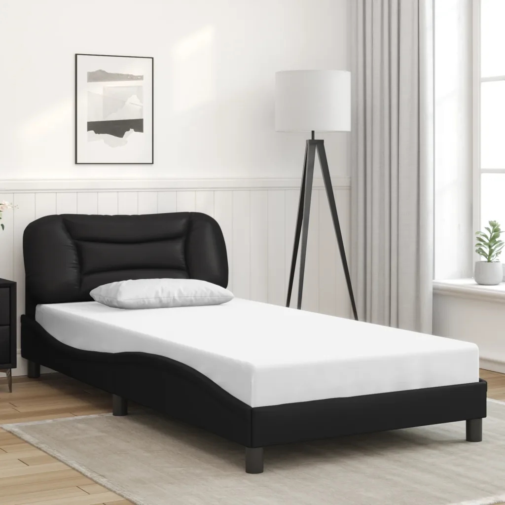Rám postele bez matrace Hvar černý 100x200 cm umělá kůže Černý 3207981