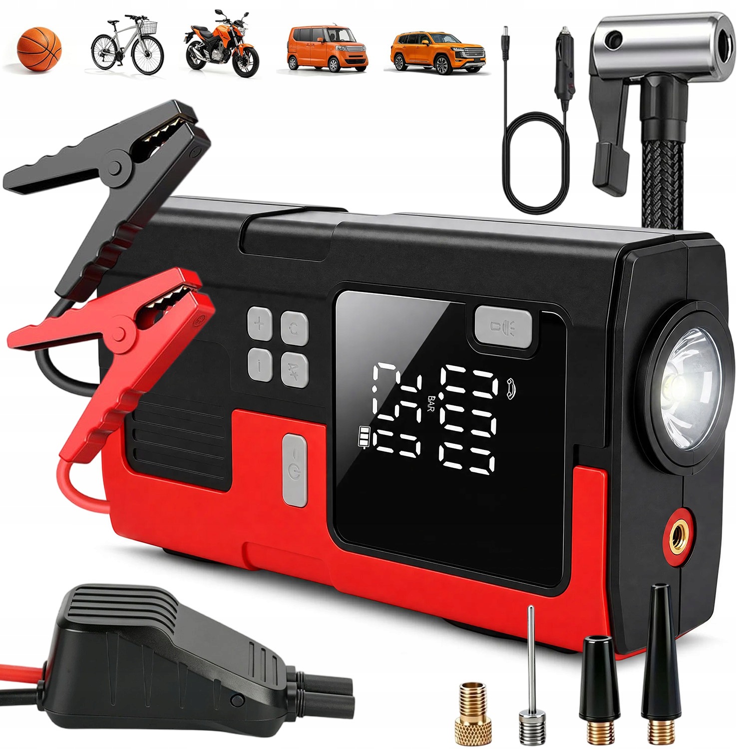 Silné Štartovacie Zariadenie S Kompresorom Pre Auto Jump Starter 6000MAH