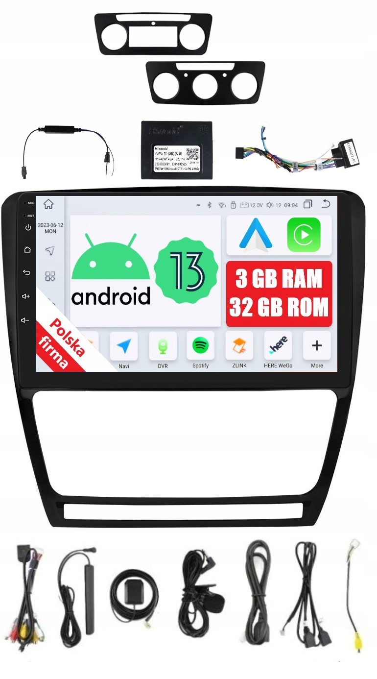 Navigácia Rádio 2DIN Android Škoda Octavia 2 II Dsp Carplay 3/32 Gb Lte