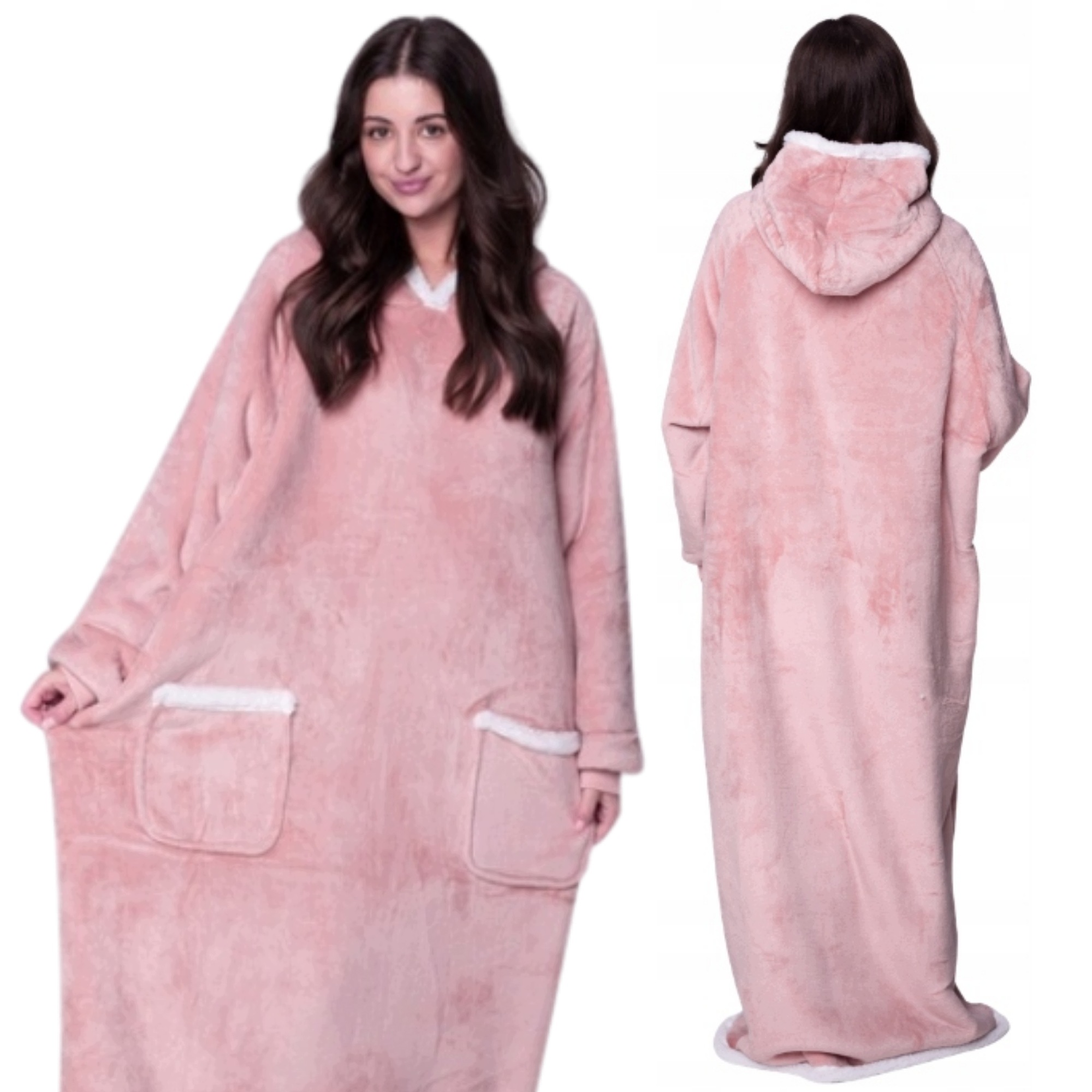 deka oversize mikina ke kotníkům silná 2v1 Mikinová Deka XXL Růžová Dárek Deka mikina