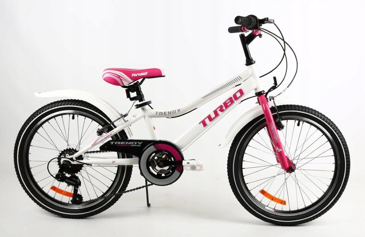 Rower Trendy 20" 6-speed Shimano biały różowy stopka błotniki Simpla Pl