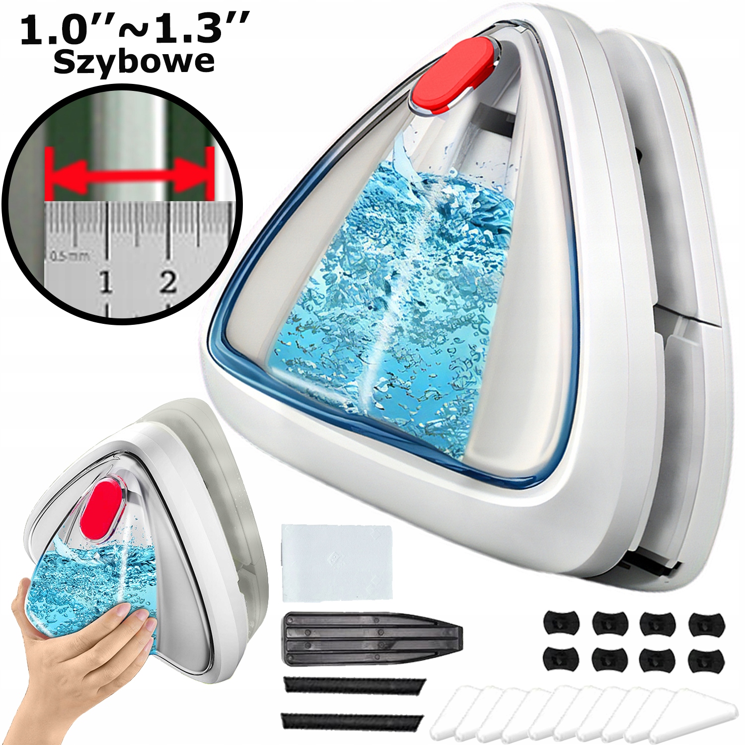 Levně Magnetická Obousměrná Myjka Na Okna A Skla – Pro Skla O Tloušťce 0,9–1,3 Palce (cca 2,3–3,3 cm)
