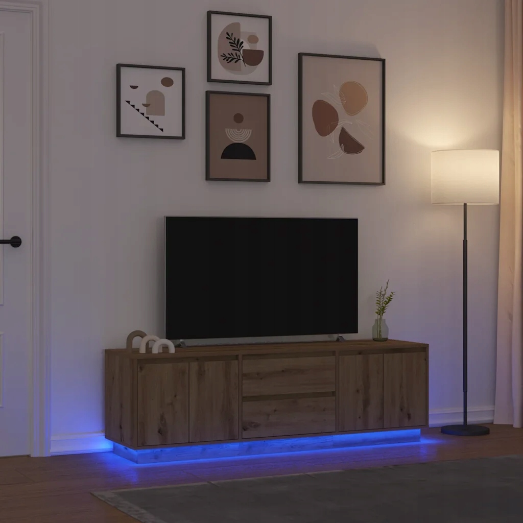 Tv skříňka s Led osvětlením dub artisan 160,5x41x50 cm Hnědá 3328434