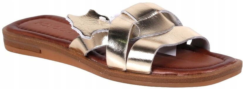 Dámské Nazouváky Z Kůže Zlaté Lehké Potoky Pro Každodenní Nošení Mini Koturna Styl