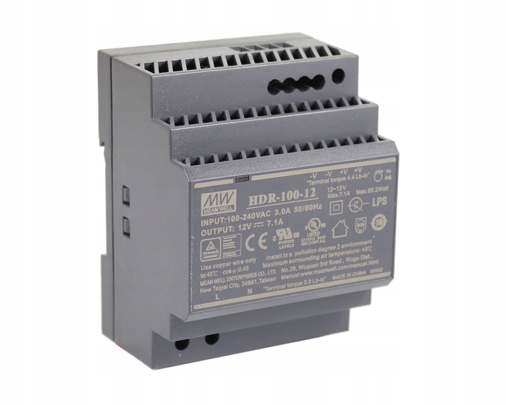 Mean Well HDR-100-12N Spínaný napájecí zdroj 100W 12V 7.5A na Din lištu