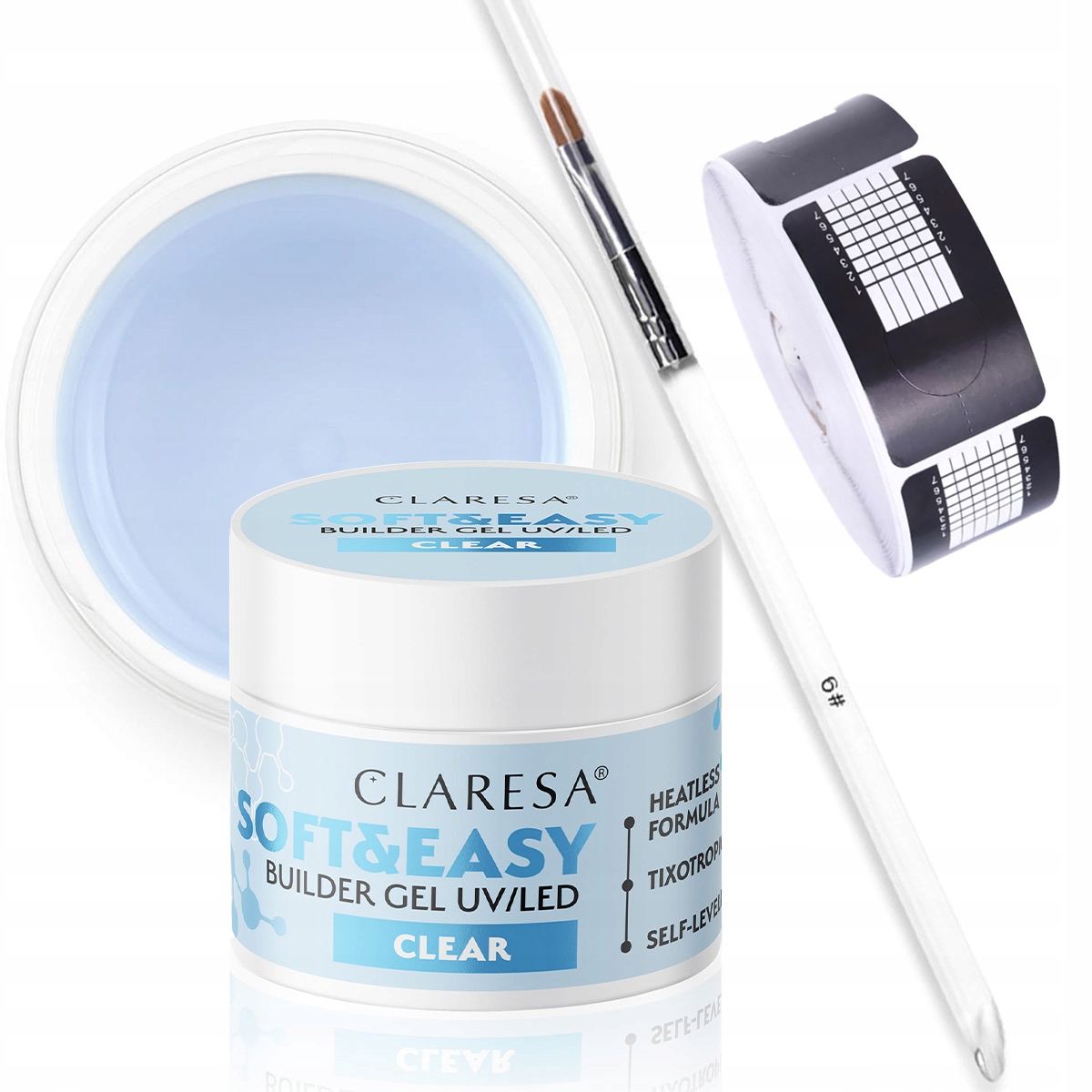 Zestaw budujący pędzelek szablon + żel Claresa 45g