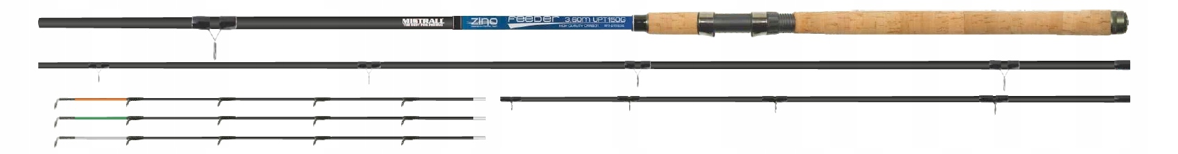 Wędka Mistrall Zino Feeder 3,90 m 150 g, carbon, Sic, 3 szczytówki