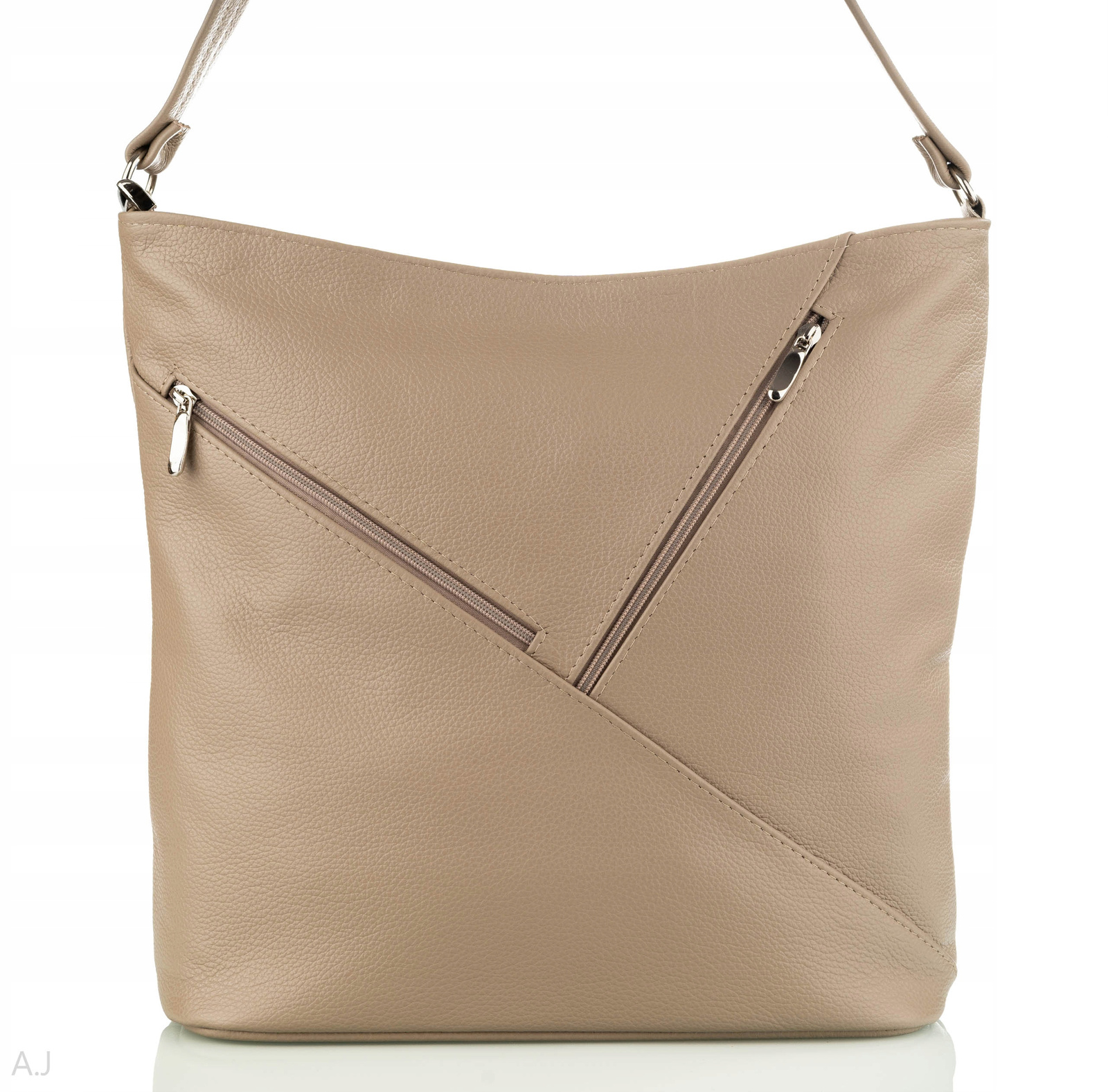 Dámská velká kožená taška z přírodní kůže velikosti A4, prostorná, klasická polská