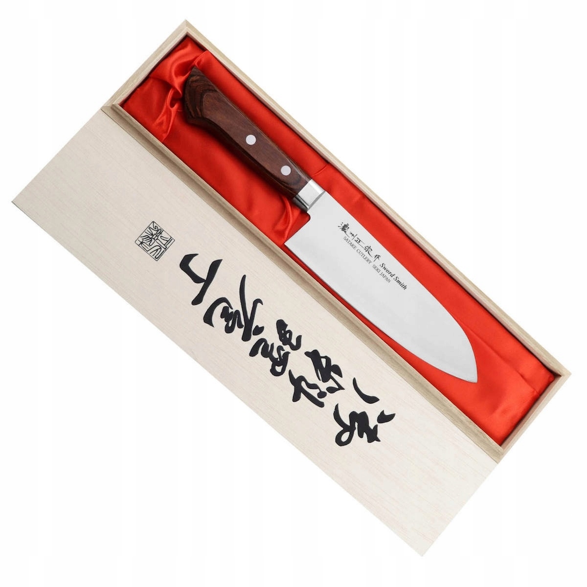 Satake Unique Shirogami Japonský nôž Santoku na zeleninu 17 cm v krabici s puzdrom