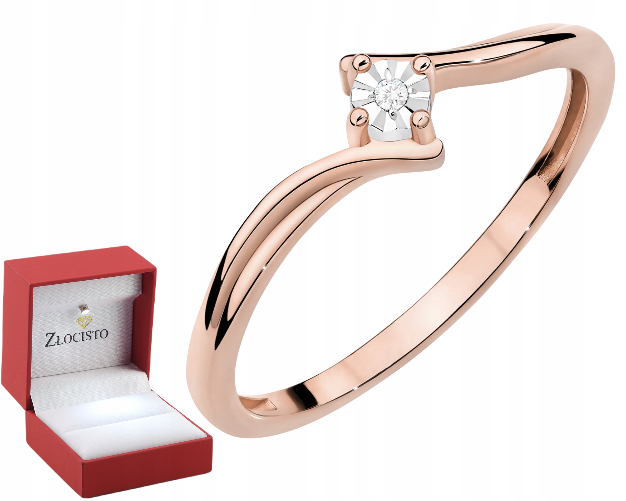 Růžové Zlato Prstýnek Diamant Dárek Zlato 585 14K