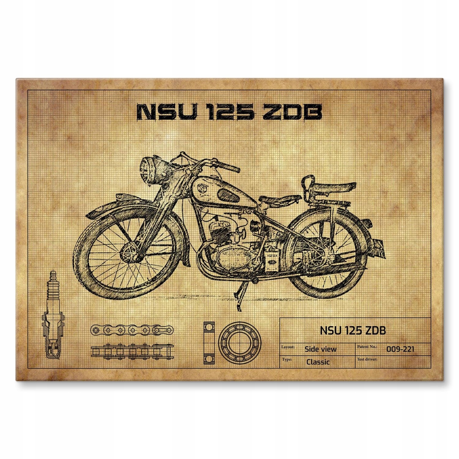 Kovový plakát Nsu 125 Zdb Šidítko Plech 42 x 59,4 cm Dárek