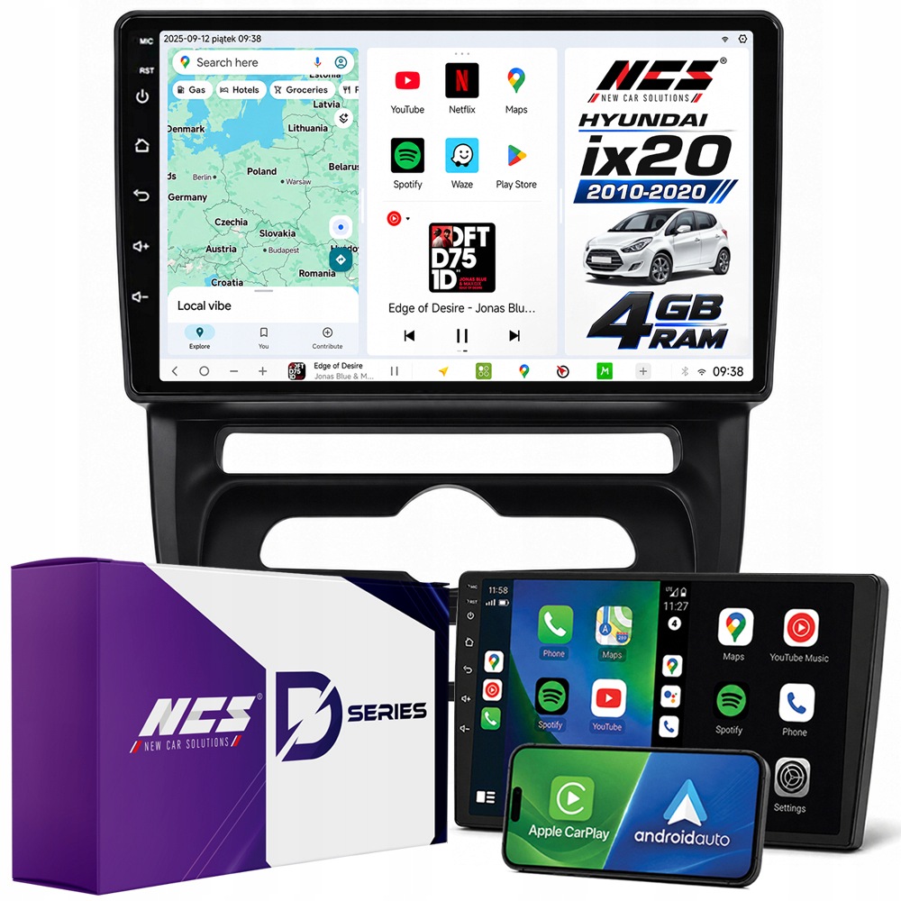 Rádio Navigace Ncs D9 Hyundai IX20 2010-2020 Auto Klima Android 4GB Lte 9″