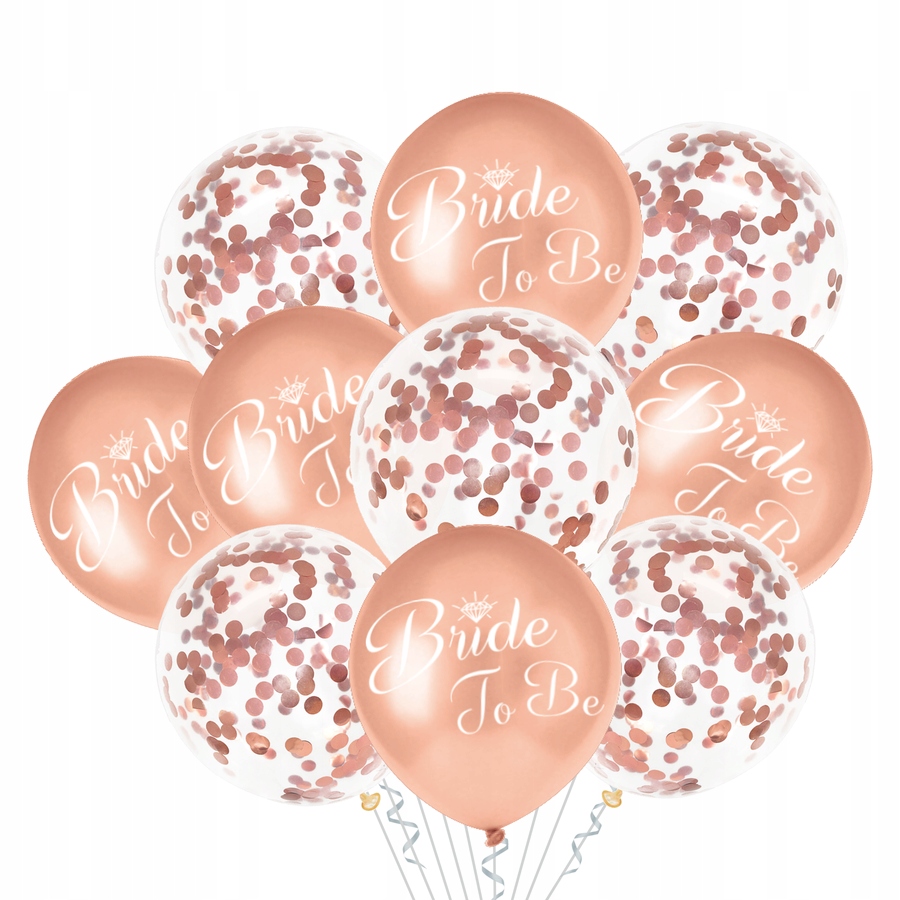 

Balony Bride To Be rose gold z konfetti 10szt