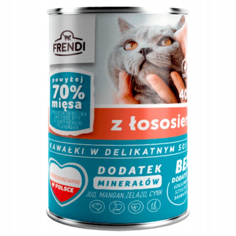 Vlhké Krmivo Frendi pro kočky Kousky v omáčce s lososem Puczka 400 g 12 Ks