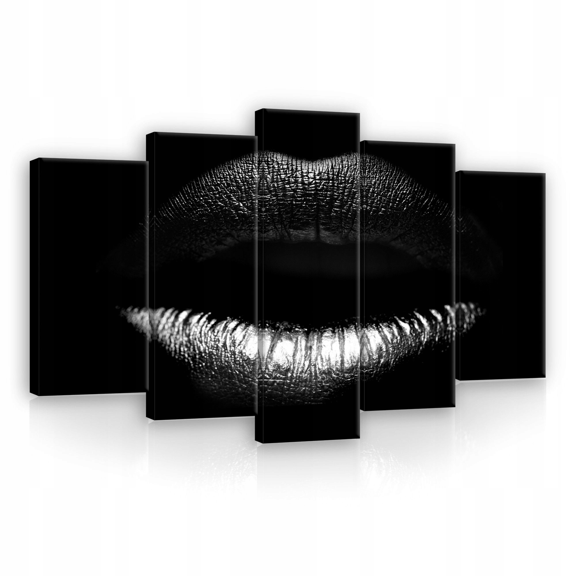 Obraz 100x60 Ústa makro záblesk stříbro černá monochrom polyptych moderní