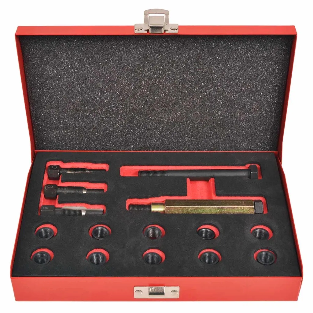 ZESTAW NARZĘDZI DO NAPRAWY GWINTÓW ŚWIEC ŻAROWYCH, 15 ELEM. Stan opakowania oryginalne