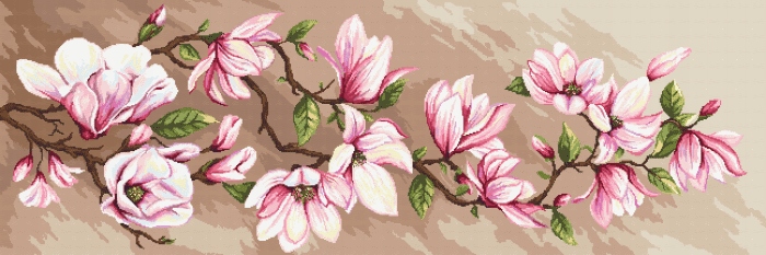 Výšivka Sada s potiskem a mulinkou Magnolie