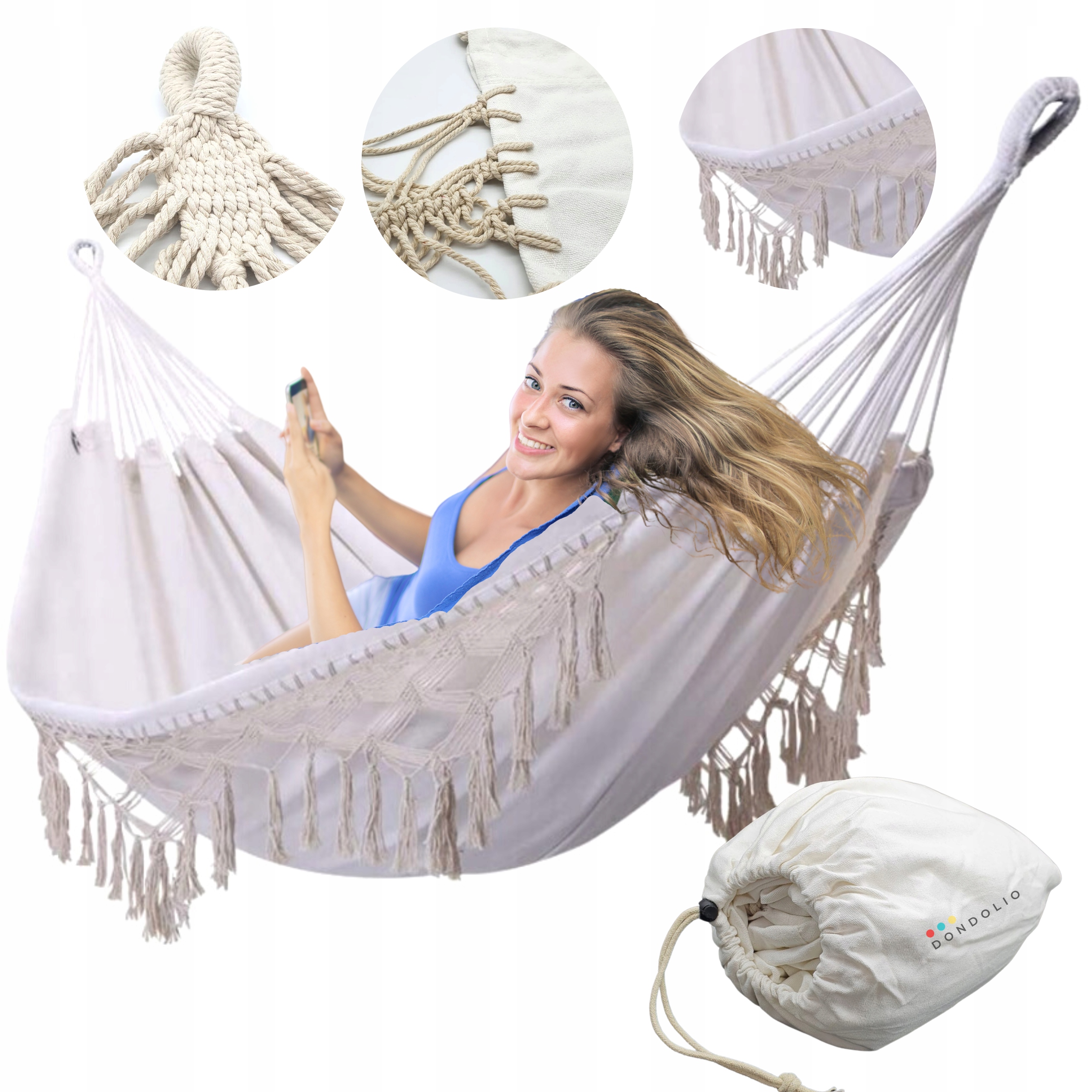 

Hamak Brazylijski Dwuosobowy XXL Boho Makrama Duży