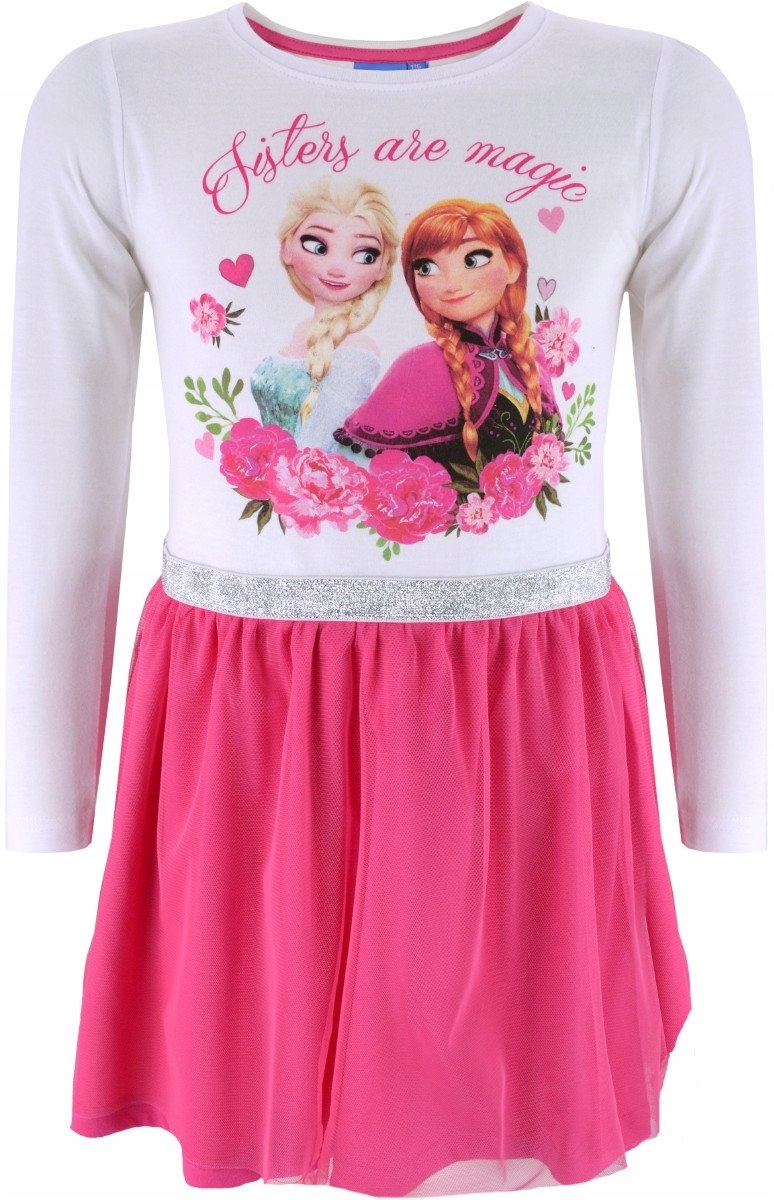 Платье Frozen Эльза и Анна бело-розовый 128
