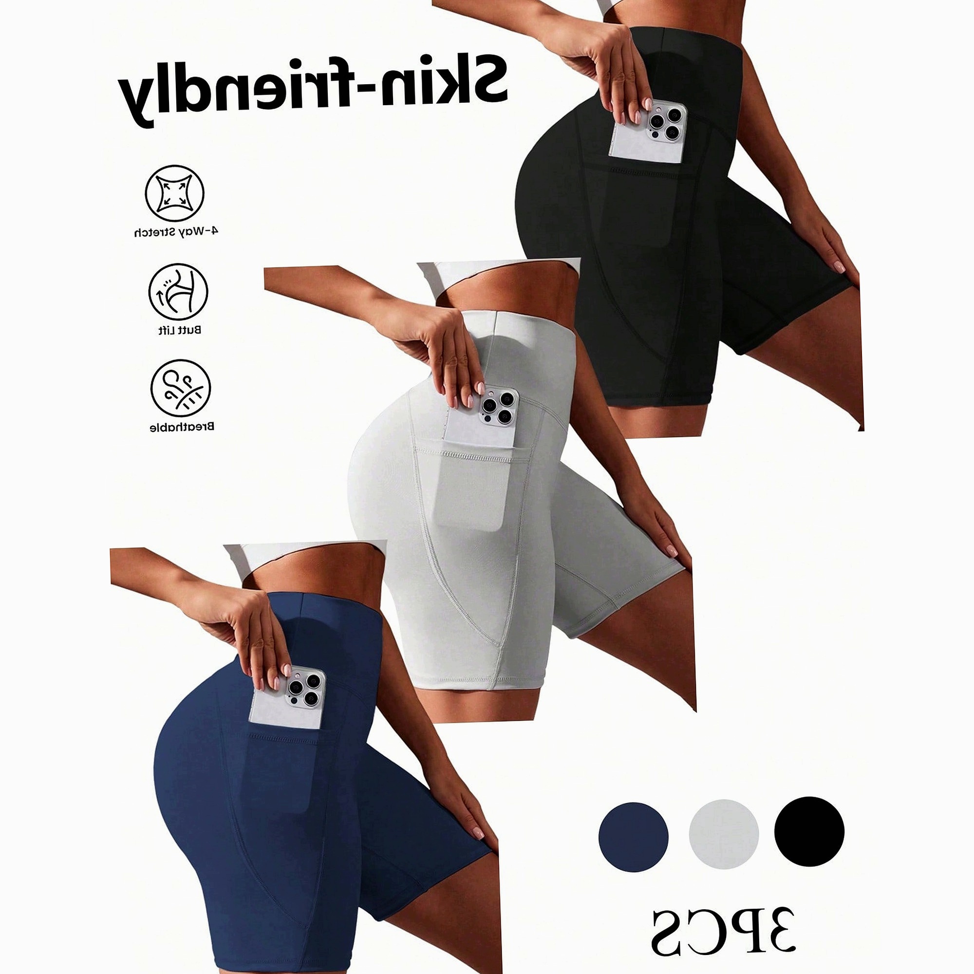 Legginsy Aktywne Kolarki Treningowe 3-pak Z Kieszeniami XL 42
