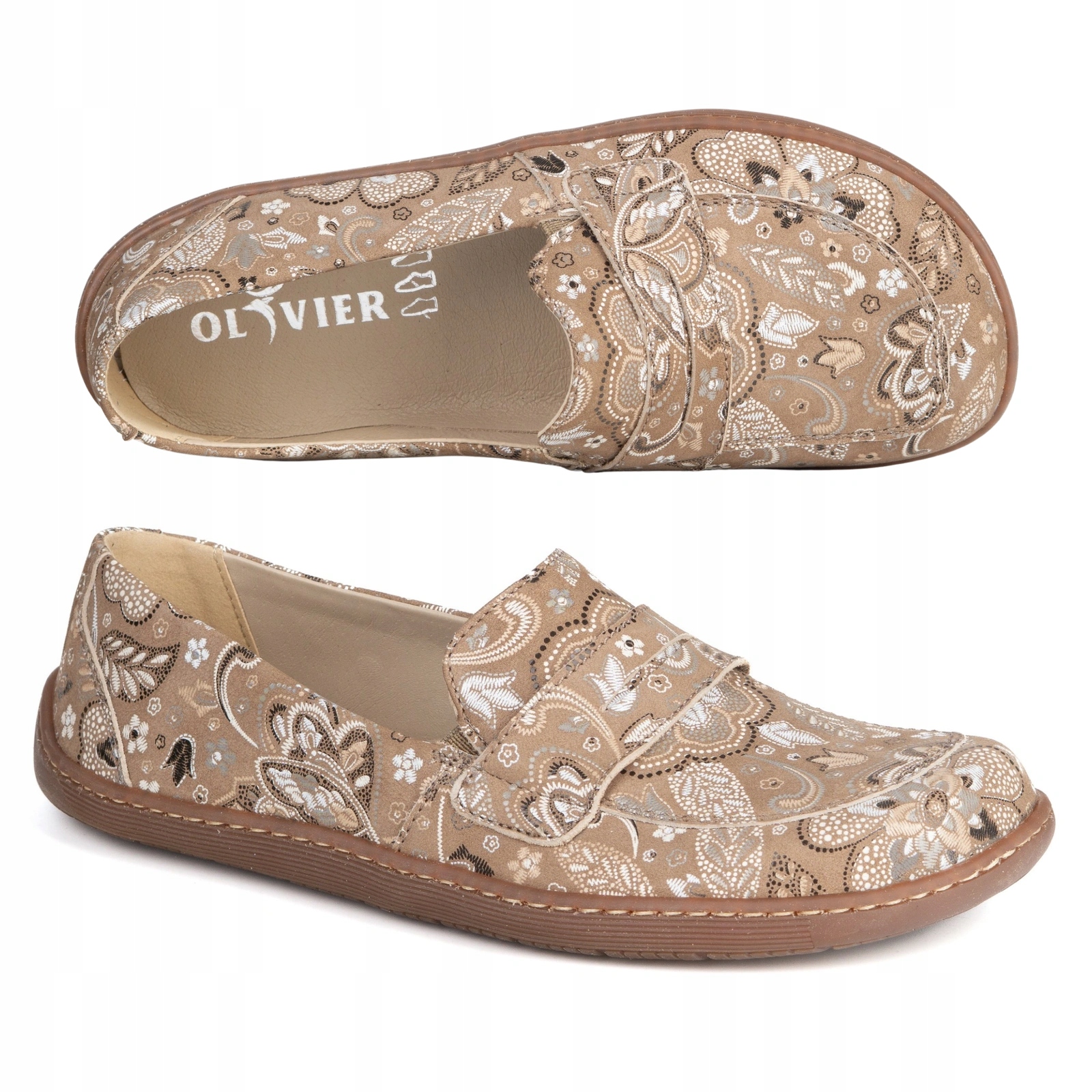 Barefoot Elegantní dámské minimalistické 1280 cappucino květy 38