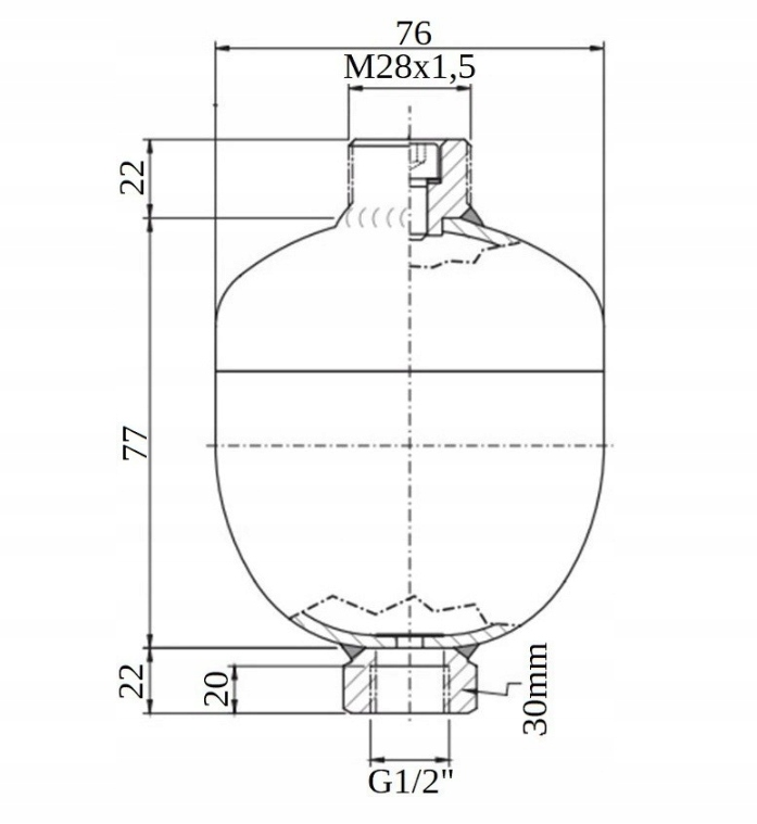 akumulator hydrauliczny 0,16 L. Tłumi uderzenia. Numer katalogowy części HY1500.4