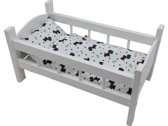 ŁÓŻECZKO DREWNIANE BIAŁE dla lalek +POŚCIEL