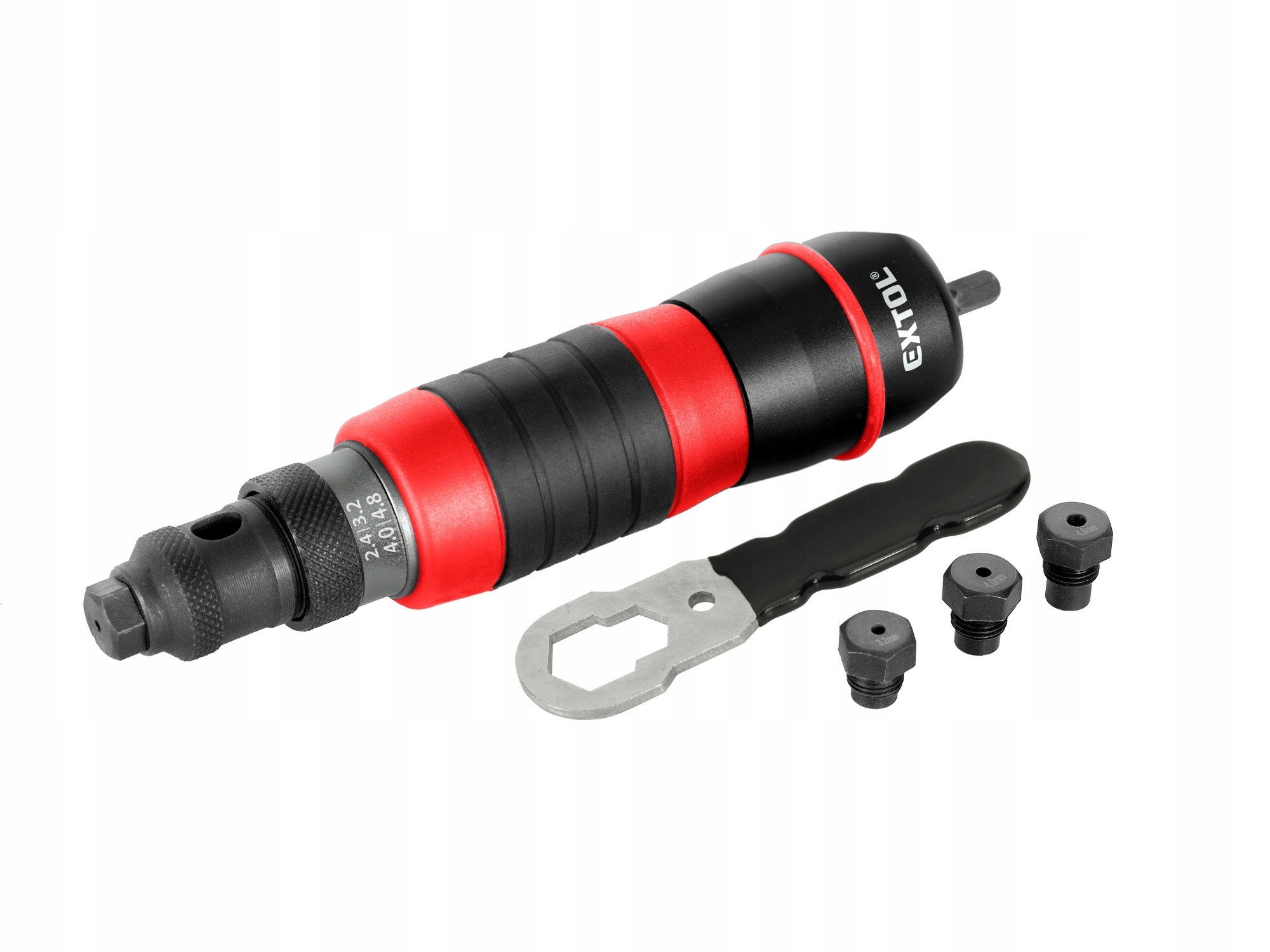 Nitownica Adapter Do Nitów Na Wkrętarkę 2,4-4,8mm Walizka i Głowice Zestaw