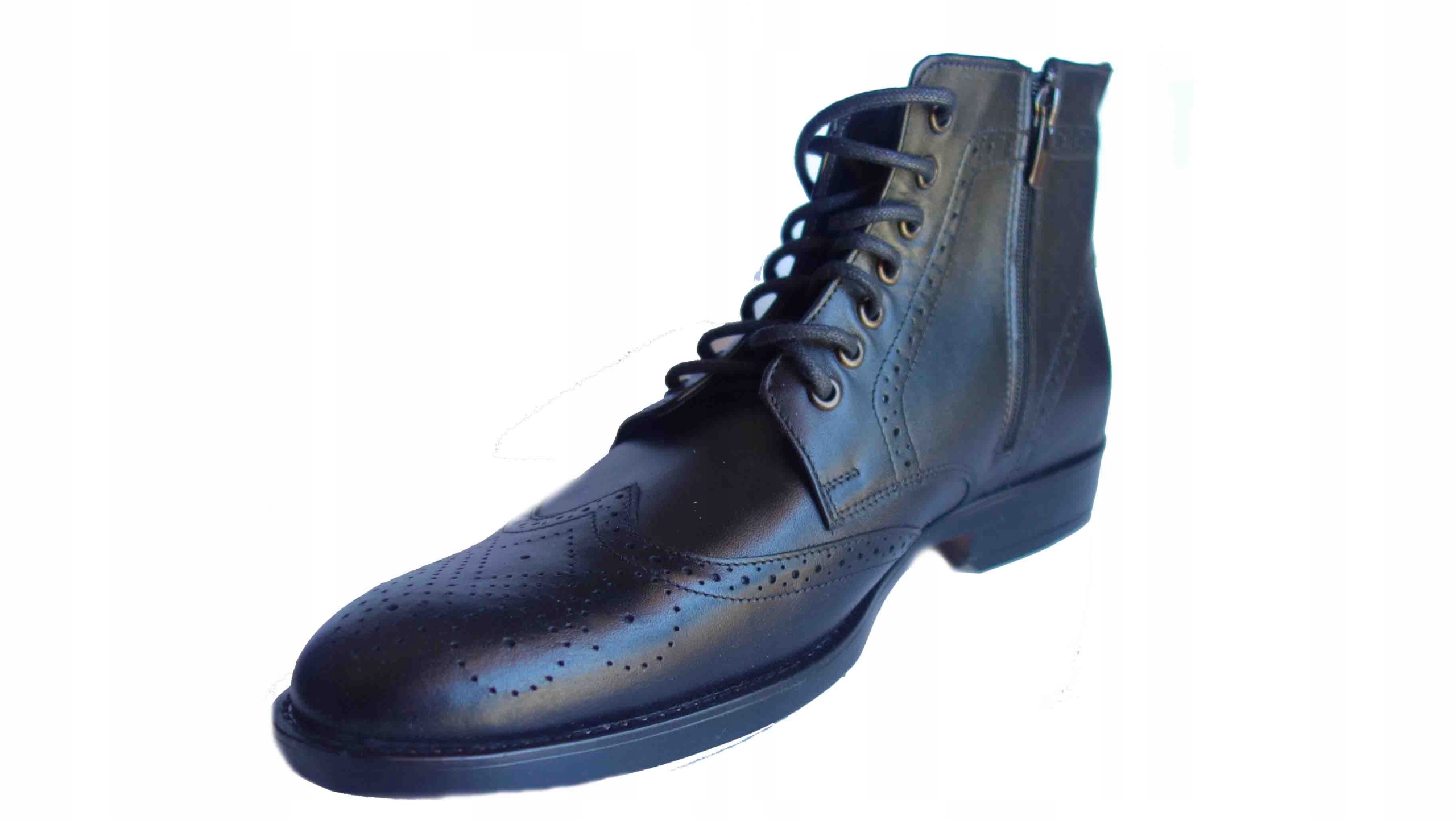 

-60% Skorzane sztyblety czarne filc sznurowka 42