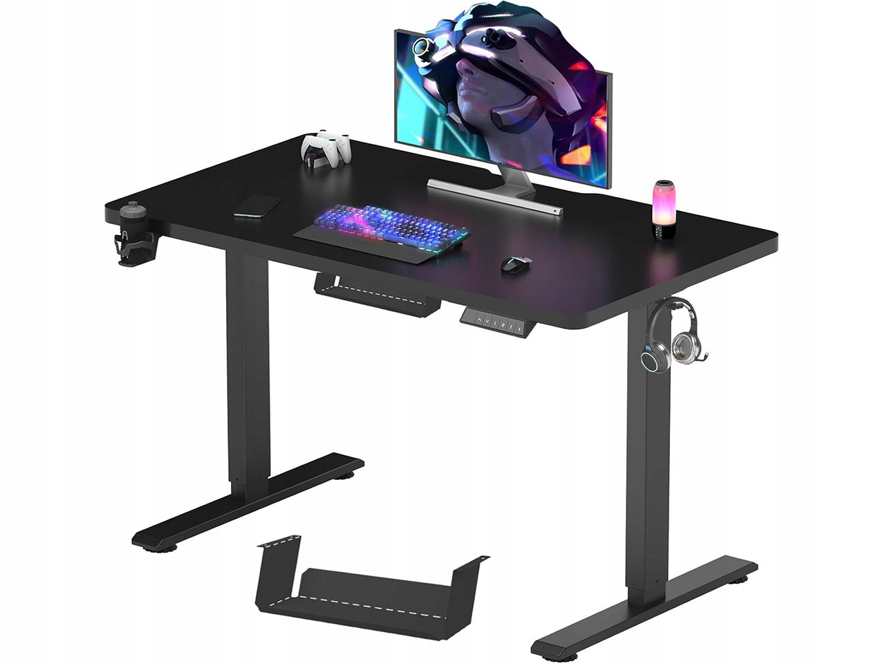 Elektrický stôl 100 x 60 cm, čierny, nastaviteľný, ergonomický, vhodný na prácu