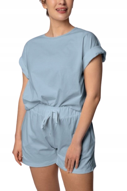 Mona Dámské bavlněné pyžamo Bliss shortsleeve světle modré velikost 3XL