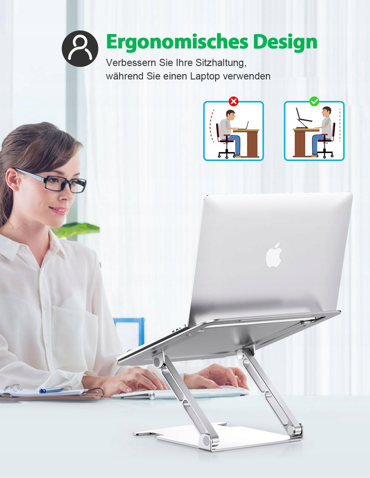 GLANGEH ALUMINIOWY STOJAK NA LAPTOPA ERGONOMICZNY REGULOWANY 10-16 CALI — miniatura 7