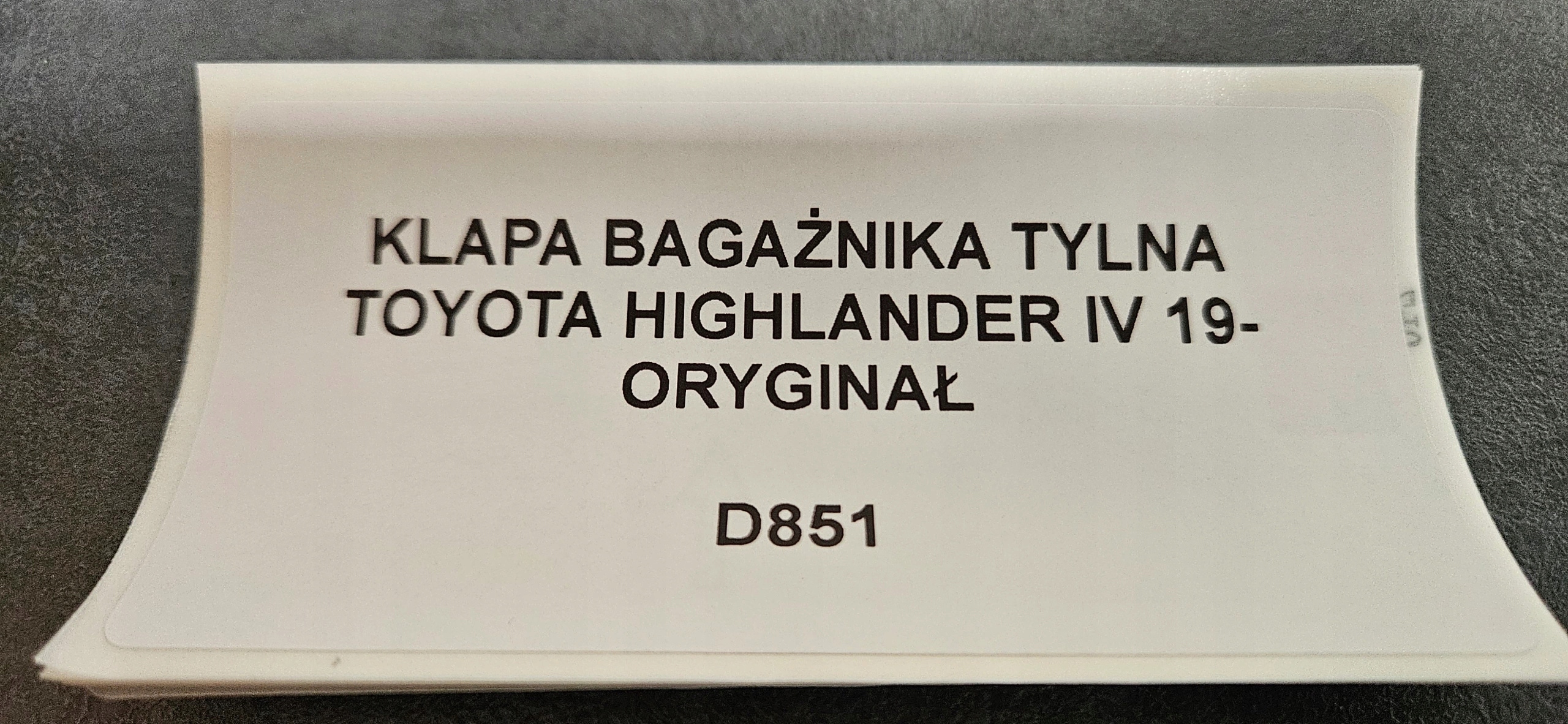 trunk door boot rear TOYOTA HIGHLANDER IV 19- original