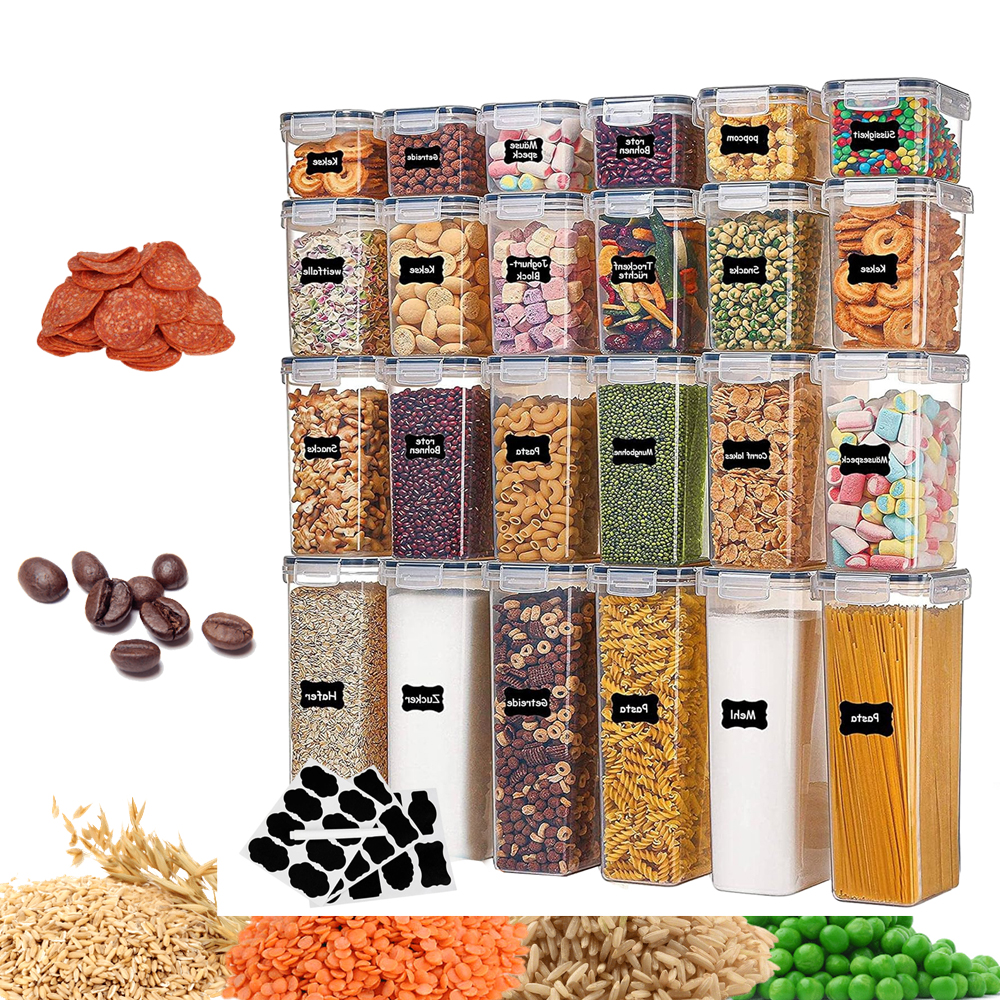 24 Plastových Hermetických Nádob Na Skladování Potravin, 2 L, 16 L, 8 L