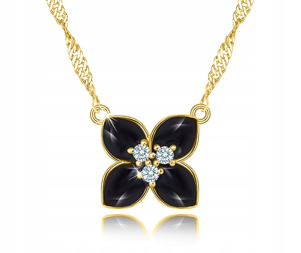 Srebrny naszyjnik damski łańcuszek z zawieszką srebro próba 925 pozłacany