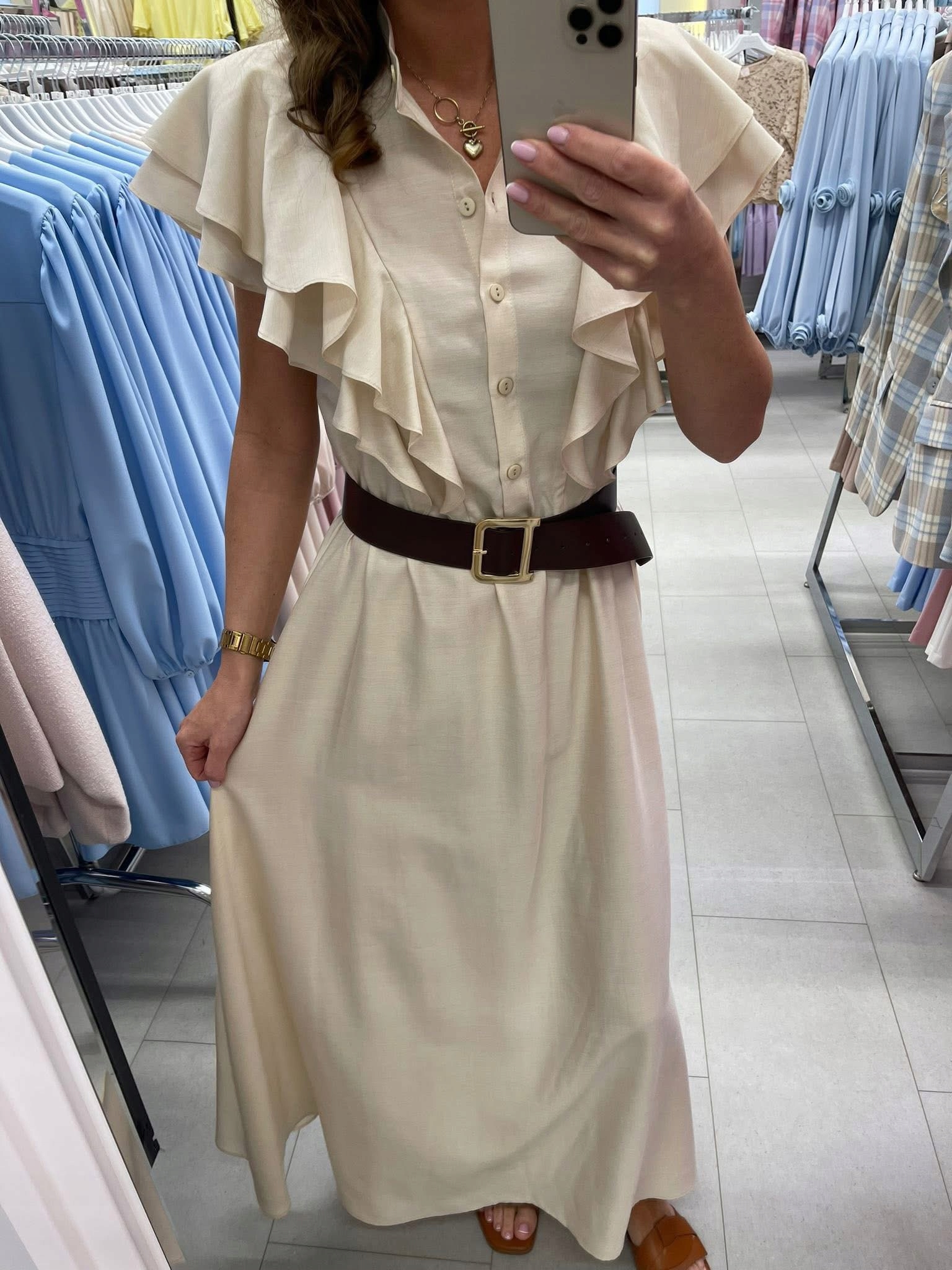 Šaty Dlouhá Béžová velikost S