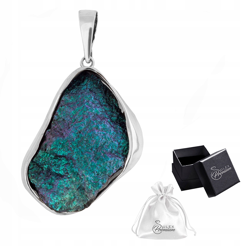 Stříbrný přívěsek leštěný ryzost 925 Kámen Pyrit Zelený Stříbro Pro Ni