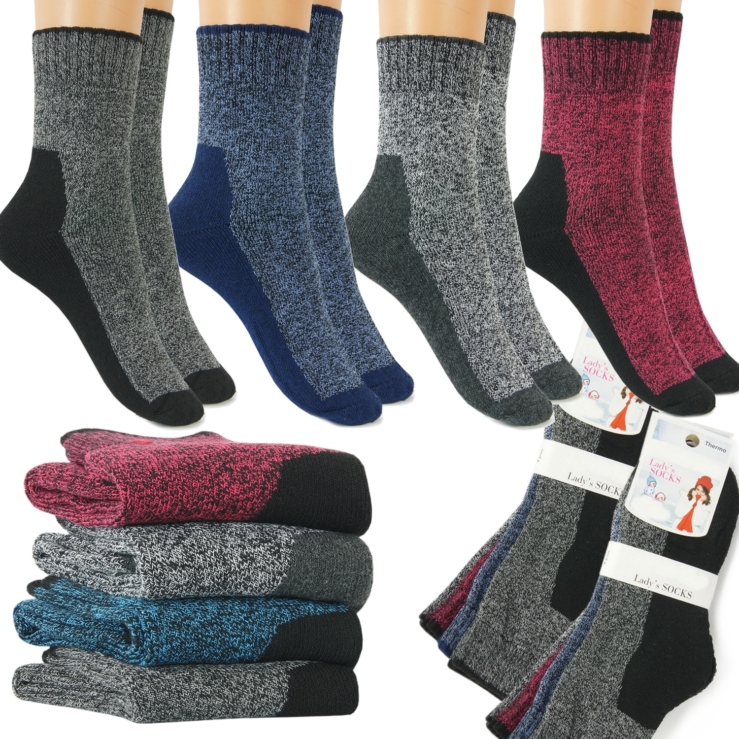 

4x Ciepłe Zimowe Skarpety Damskie Termo 35-38