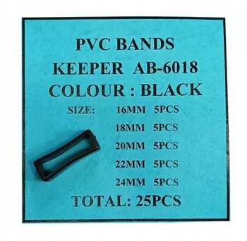 Sada poutek na řemínek hodinek z Pvc – 25 ks (16–24 mm) – černá