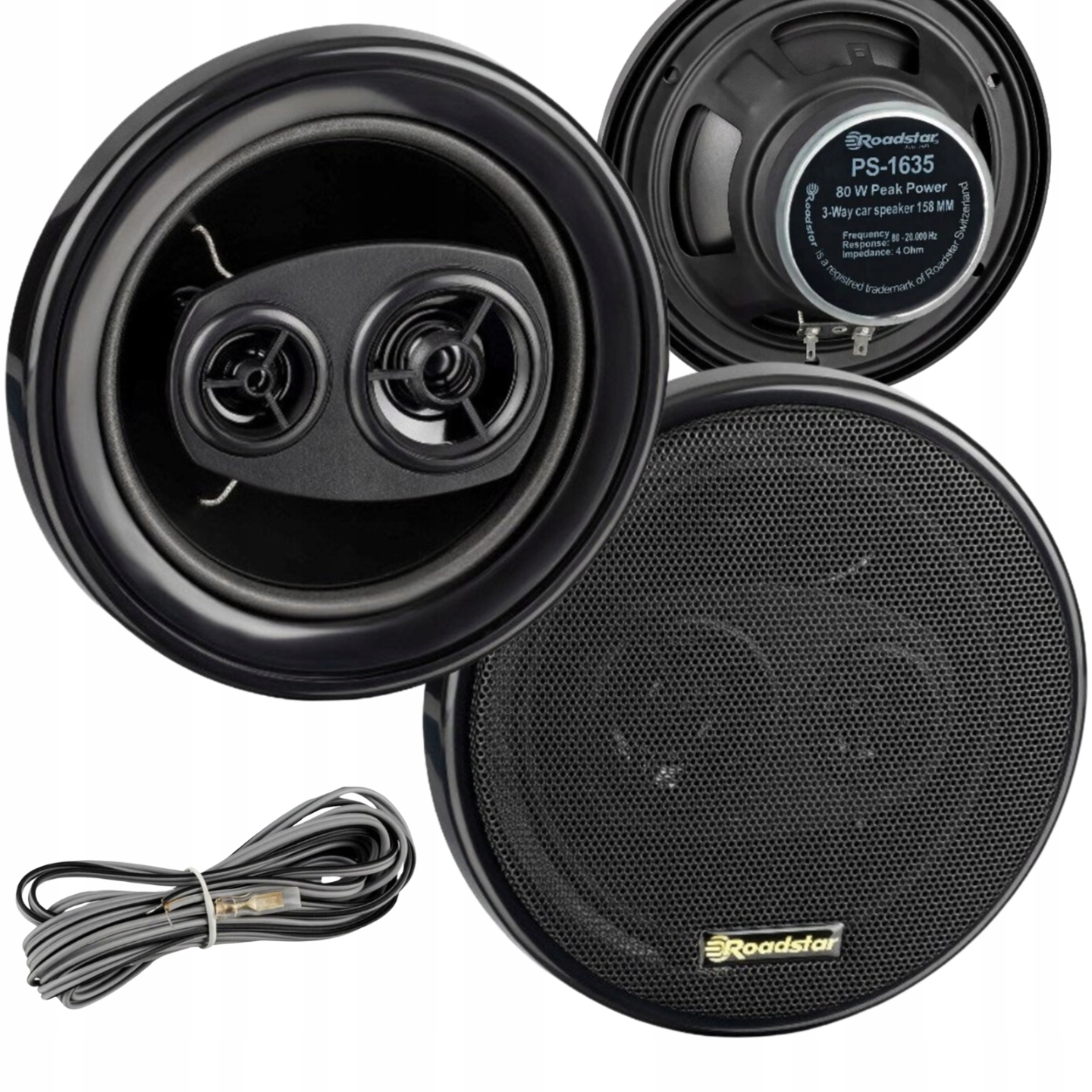 Głośniki Samochodowe Roadstar PS-1635 2 Szt 80W 3-DROŻNE Śr. 165MM 89DB