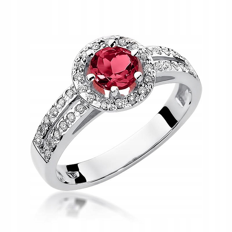 Prstýnek z bílého zlata s brilianty a rubínem 0.20 ct r23