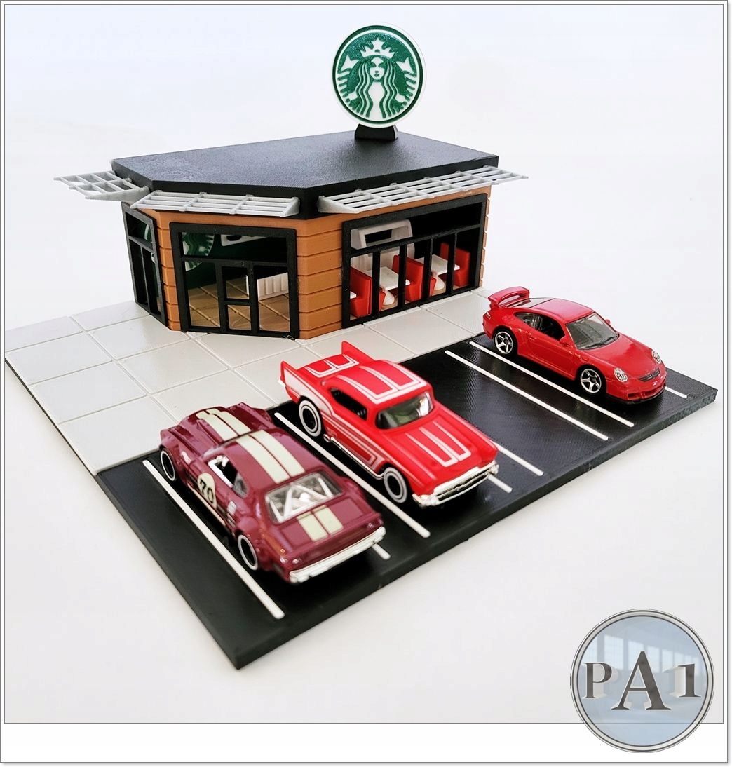 Starbucks diorama 1:64 pro Hot Wheels, Matchbox nebo jiná vozidla