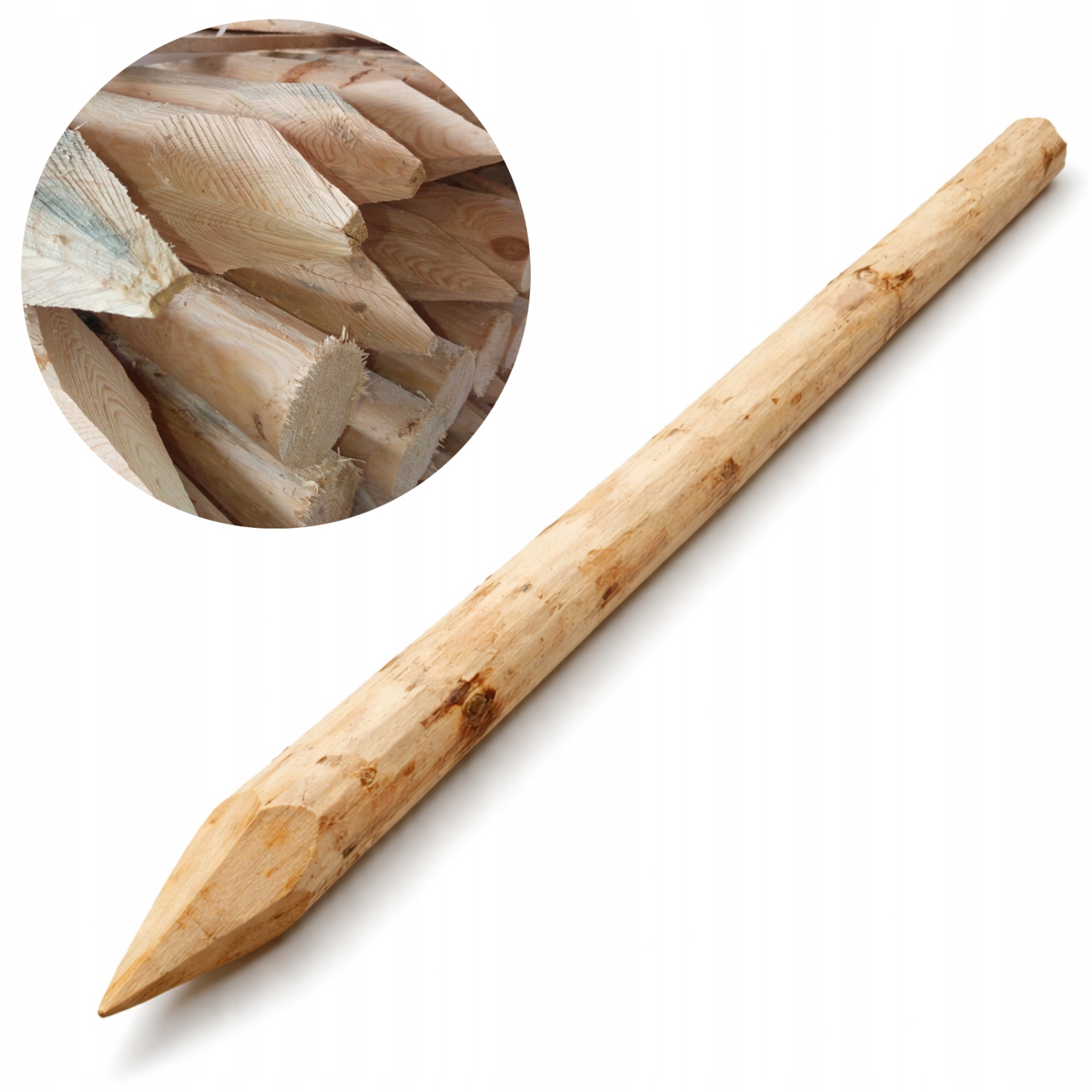 Paliki sosnowe 10x240 cm korowane Zaostrzone do siatki leśnej słupki 50 szt