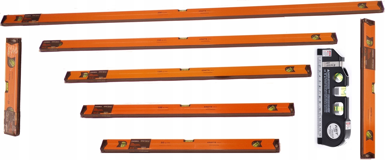

Zestaw 8 Poziomic 15-200cm Magnetyczne Alu Laser