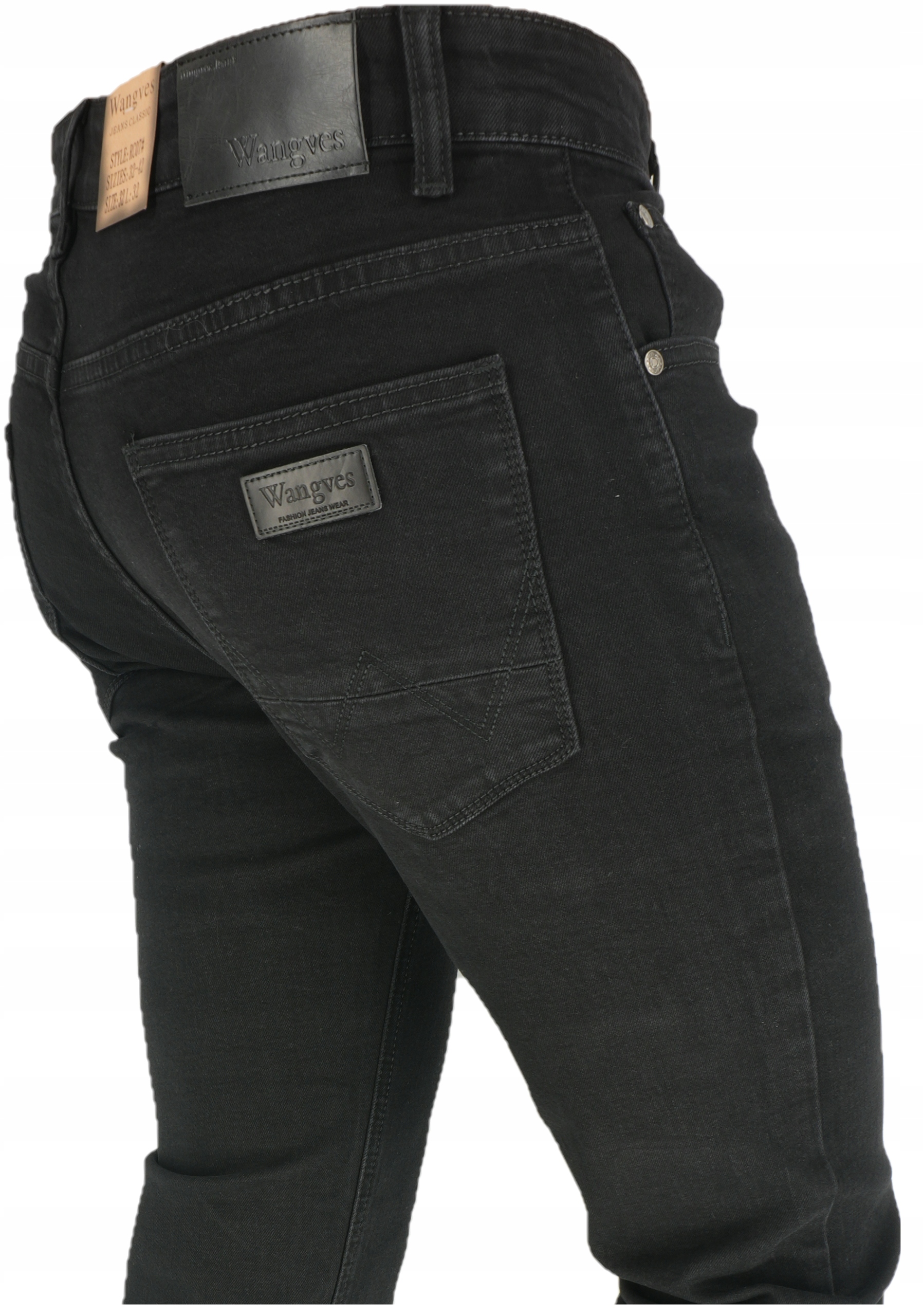 Spodnie Czarne Jeansy Męskie Proste Klasyczne L32 W35