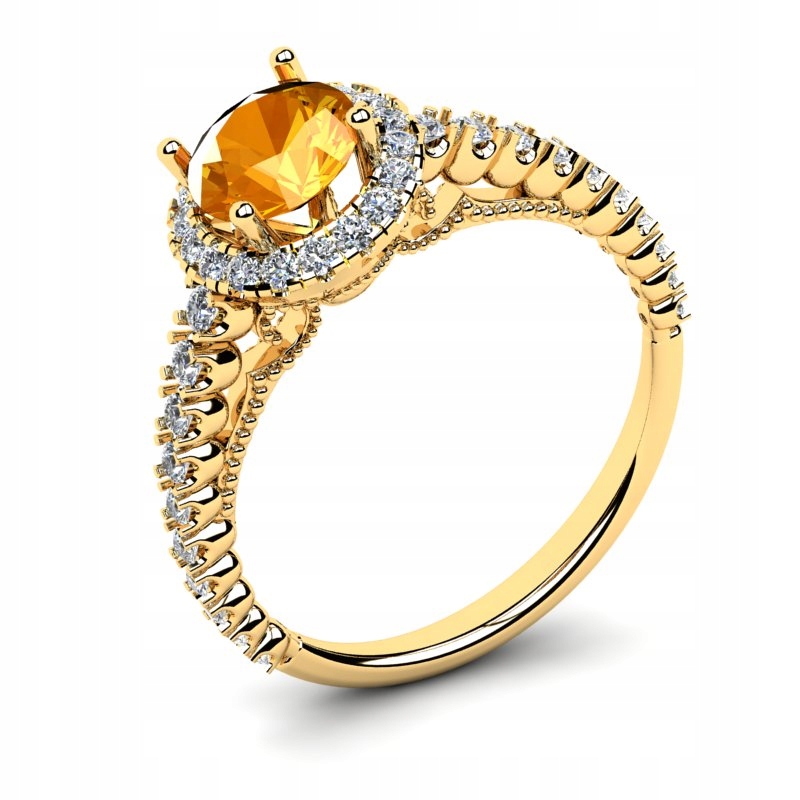 

Pierścionek Złoty Zaręczynowy Cytrynowa Cyrkonia