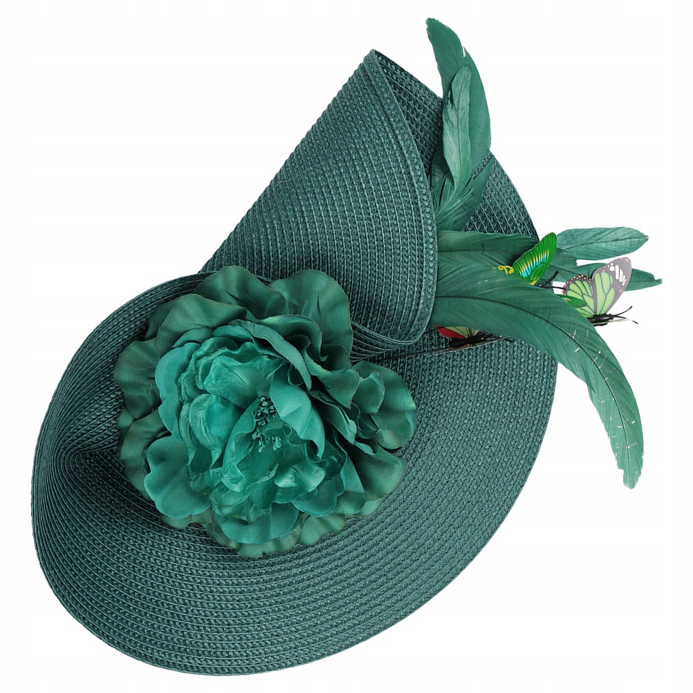 Słomkowy fascynator z opaską ślubną Kolor dominujący wielokolorowy